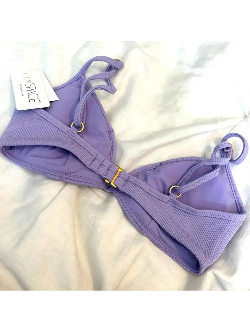 New L*SPACE Helena Structured Corset Back Hook Bikini Top Wisteria Lavender